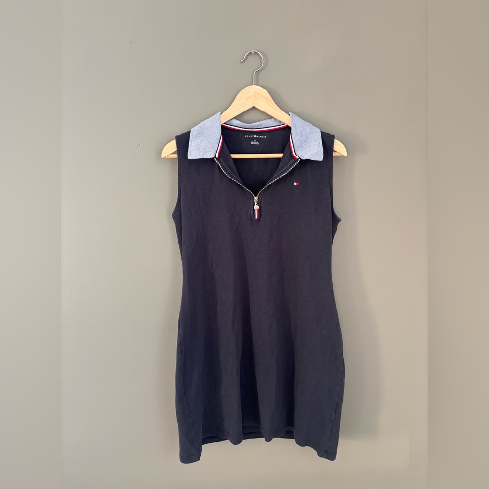 Tommy Hilfiger Chambray Collar Sleeveless Zip Polo Dress | Size M
